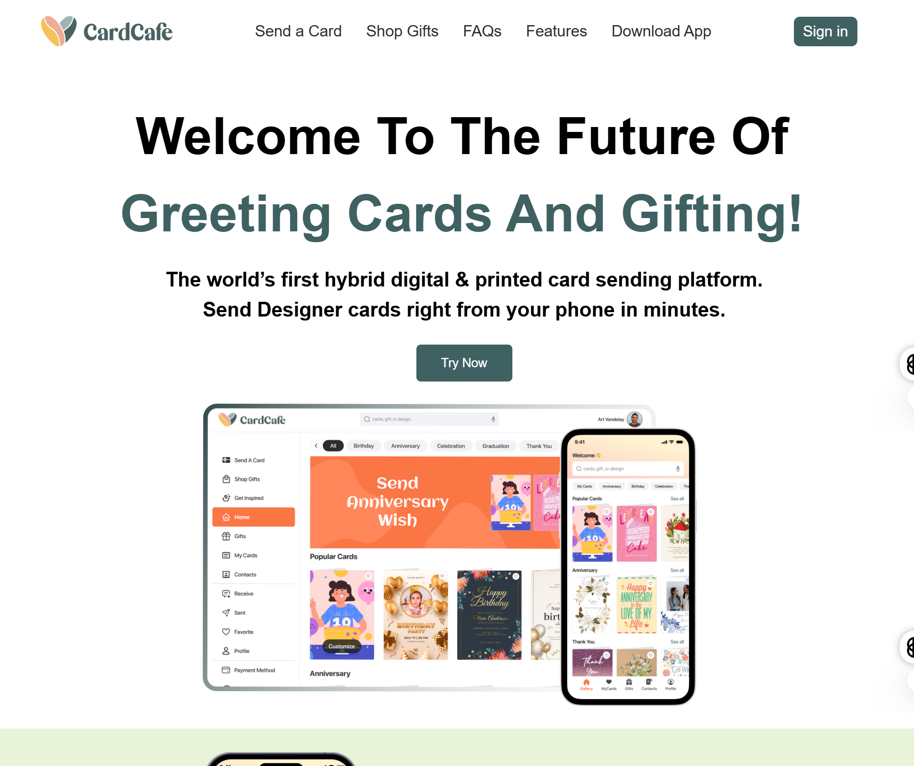 CardCafe website screenshot