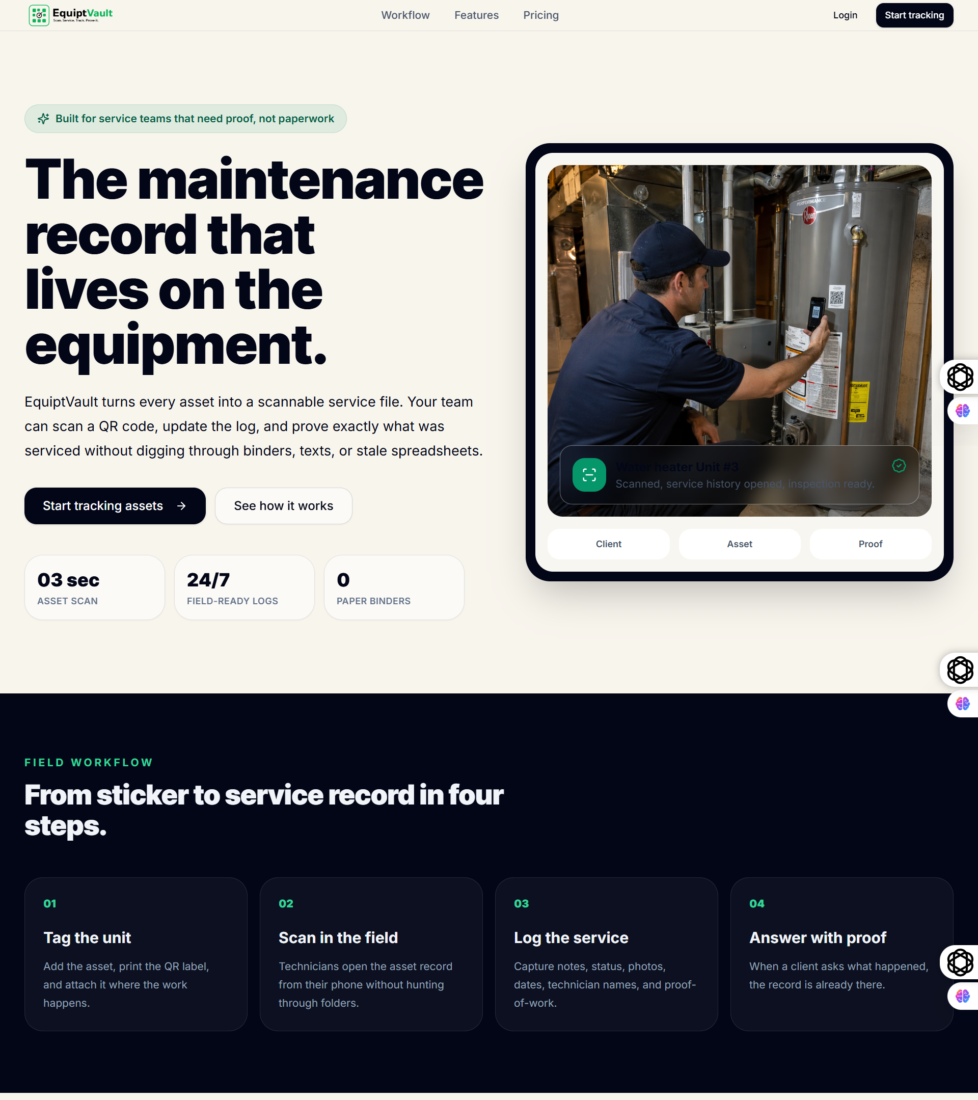 EquiptVault website screenshot